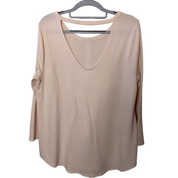 Ann Taylor Loft women's pale pink open back 3/4 sleeve tshirt‎ Sz L - Picture 3 of 7